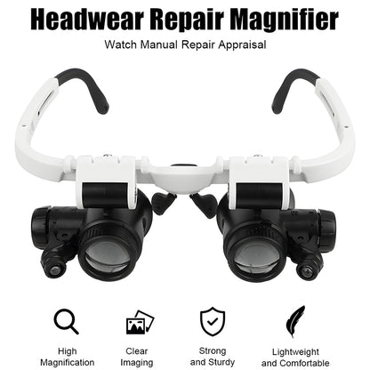 Lente d'ingrandimento 8x 15x 23x con luce ottica a LED. Adatta per la riparazione di orologi meccanici, gioielli antichi, incisioni e perizie.