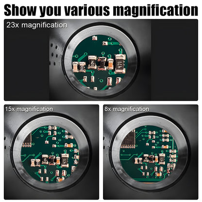 Lente d'ingrandimento 8x 15x 23x con luce ottica a LED. Adatta per la riparazione di orologi meccanici, gioielli antichi, incisioni e perizie.