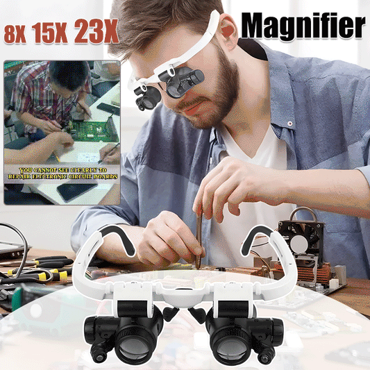 Lente d'ingrandimento 8x 15x 23x con luce ottica a LED. Adatta per la riparazione di orologi meccanici, gioielli antichi, incisioni e perizie.