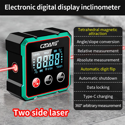 🧰 Inclinometro elettronico con display digitale per la misurazione dell'angolo magnetico orizzontale