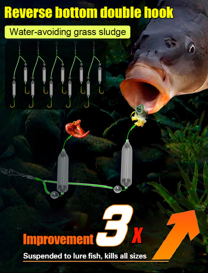 【💥Nuovo💥】🎣🎣【5/10 pezzi】Set di lenze da pesca con doppio amo a fondo invertito in stile europeo