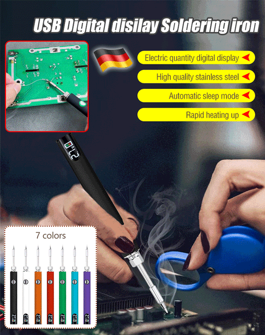 🛠️【7 cores disponíveis】⚡Novo conjunto de ferros de soldar com visor digital USB, visor HD, três níveis de voltagem ajustável.
