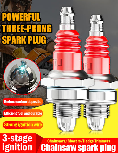【2/4/6 peças】🔥Vela de ignição L7T de três garras para motosserras. Universal para motosserras a gasolina de dois tempos, corta-relva e aparadores de sebes.