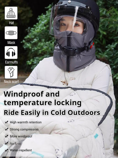❄️🔥Touca de inverno quente, proteção facial e auricular para ciclistas/motociclistas com protetor de pescoço - tudo em um, ferramenta reforçada para atividades ao ar livre e resistente ao frio.