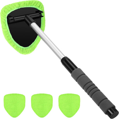 🎁【2 peças triangulares em plástico + 8 capas em tecido】Kit de limpeza de para-brisas para automóvel - extensível e giratório a 180°