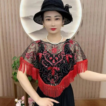 【🔥Acquista 1 e ricevi 1 gratis】Nuovo scialle estivo da donna in pizzo e paillettes
