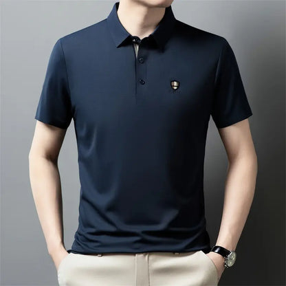 【M-4XL】Nuova polo casual a mezza manica con risvolto in seta ghiacciata estiva 2025