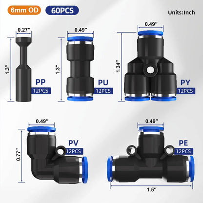 🔥✨Kit de Conector de Linha de Ar Pneumático de 1/4 de Polegadas com Conector Rápido ⚡🔧