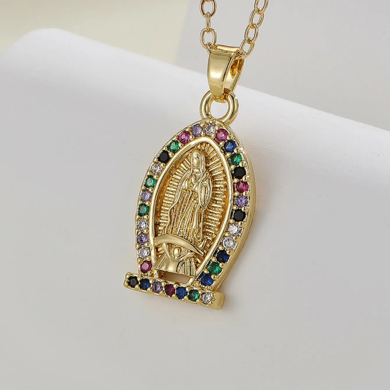 ⛪Colar com Pendente Virgem Maria em Ouro Puro