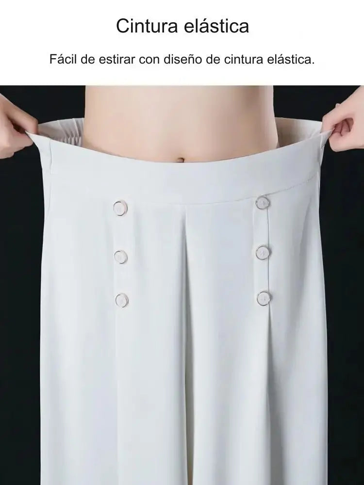 💖【M-5XL】Saia feminina moderna com drapeado, cintura subida e pernas largas