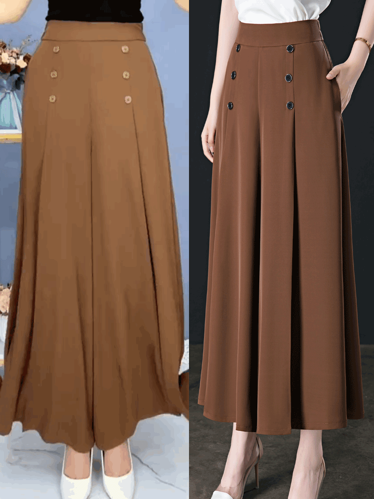 💖【M-5XL】Saia feminina moderna com drapeado, cintura subida e pernas largas