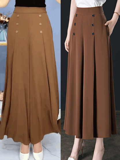 💖【M-5XL】Saia feminina moderna com drapeado, cintura subida e pernas largas