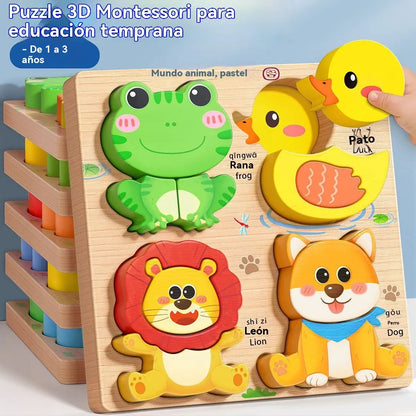 👧🏻🧩 Puzzle 3D em madeira Montessori para educação infantil