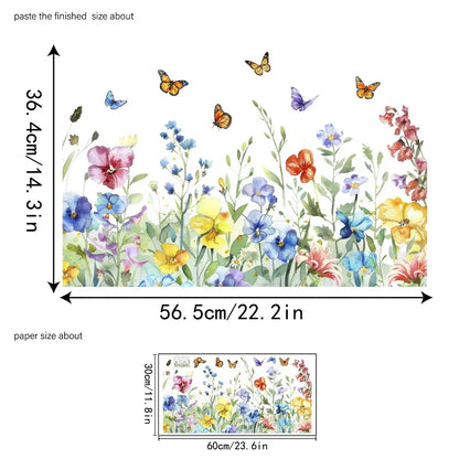 🌸Decalque de Janela com Ramo de Flores Coloridas