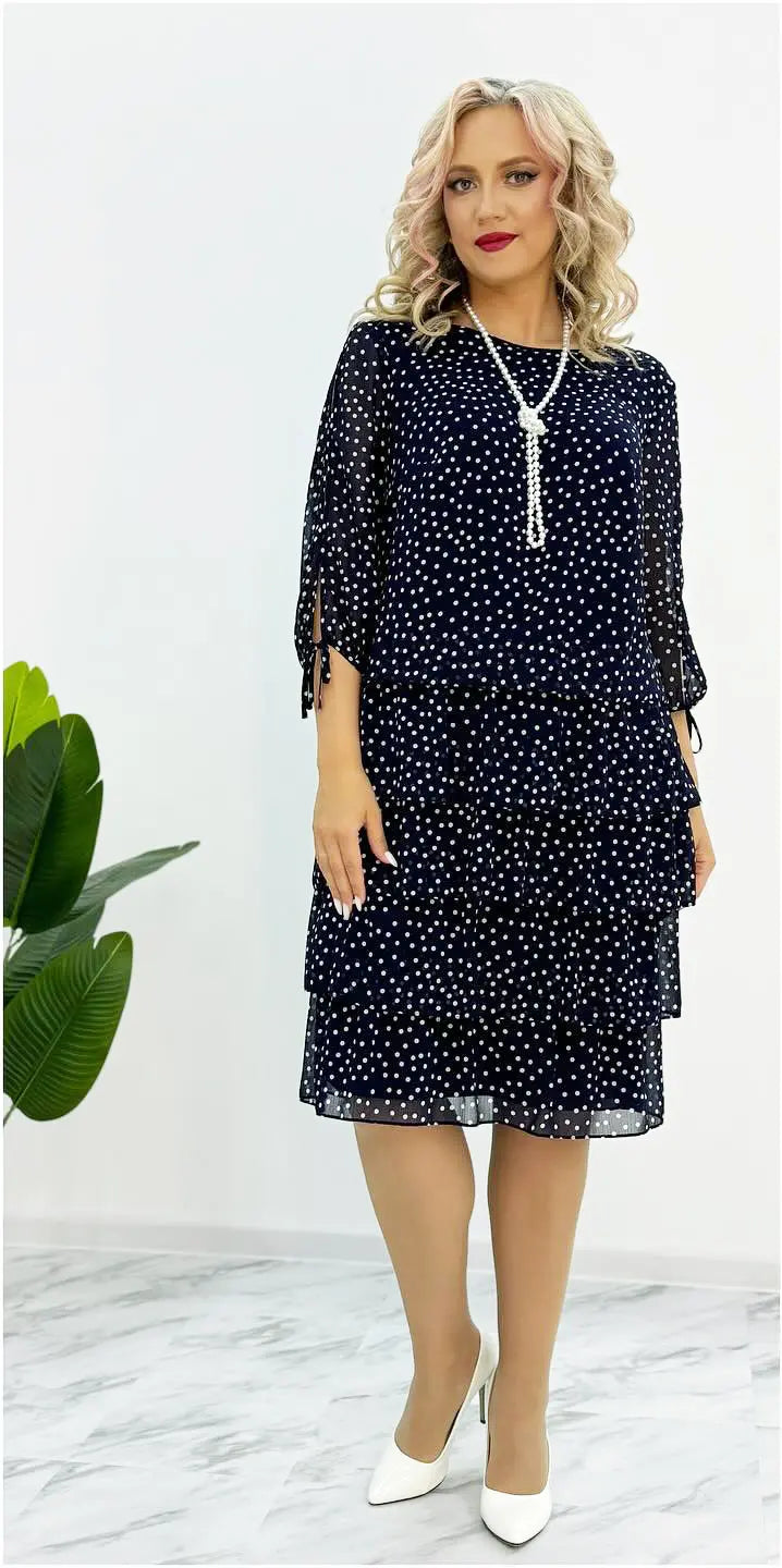 [S-5XL] Novo vestido elegante solto com bolinhas
