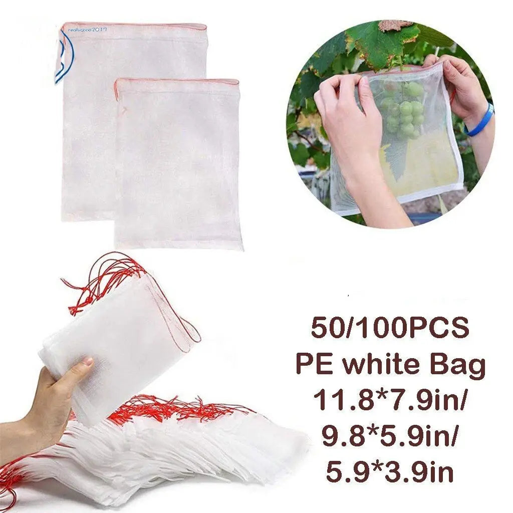 【50 peças】Rede contra insetos para moscas da fruta, rede de proteção para árvores e pássaros, sacos de rede para jardim para proteger flores, plantas, frutas e legumes