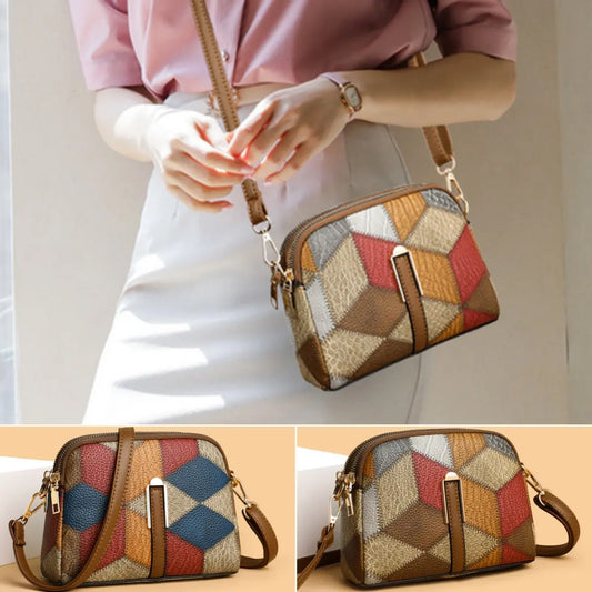 👜 Nuova borsa a tracolla a quadri color block della moda 2025 per donna