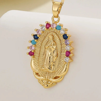 ⛪Colar com Pendente Virgem Maria em Ouro Puro