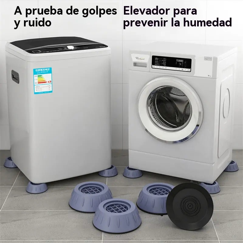 Base universal antiderrapante, antivibração e silenciosa para absorção de impactos em máquinas de lavar roupa.