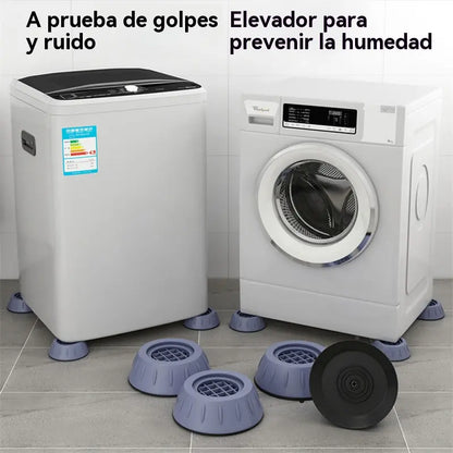 Base universal antiderrapante, antivibração e silenciosa para absorção de impactos em máquinas de lavar roupa.