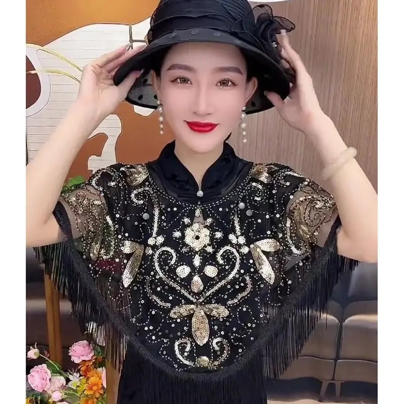 【🔥Acquista 1 e ricevi 1 gratis】Nuovo scialle estivo da donna in pizzo e paillettes