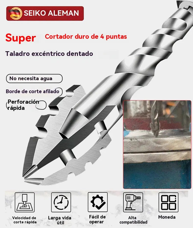 🥇【3+4+5+6+8+10+12+14+16mm】Broca excêntrica de aço tungsténio superduro de sétima geração com bordo serrilhado