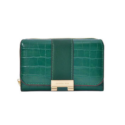 Nova carteira feminina multifuncional com estampado de crocodilo.