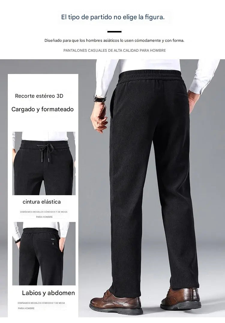 👖【Tamanhos L-5XL】Calça de moletom de veludo plus size para homem, ideal para o outono e inverno. Calça casual larga.