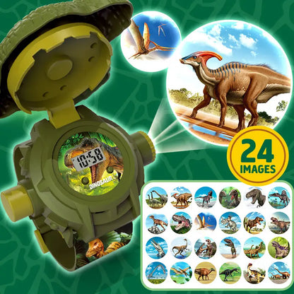 🦖Relógio de Projeção de Dinossauros para Crianças, 24 Projeções Dinâmicas + 🕰️Aprende a Ver as Horas