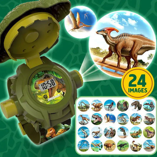 🦖Relógio de Projeção de Dinossauros para Crianças, 24 Projeções Dinâmicas + 🕰️Aprende a Ver as Horas
