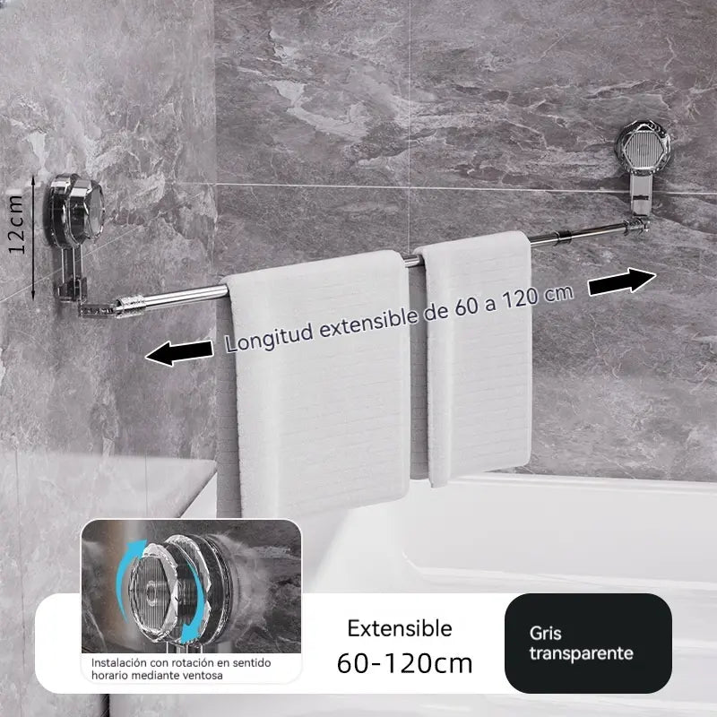 🚿✨ Suporte de toalha ajustável com ventosa: sem necessidade de furar, sem danos e com uma aderência confortável.