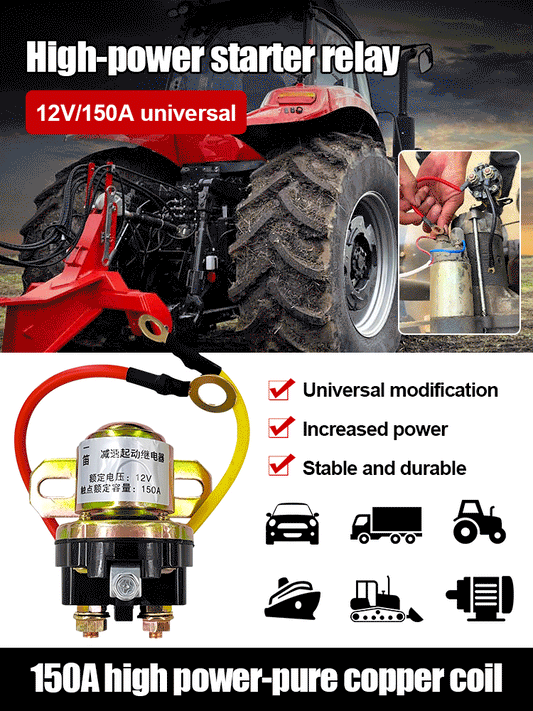 🚚Relè di avviamento motore 12V/24V, adatto per automobili, veicoli agricoli, ecc.