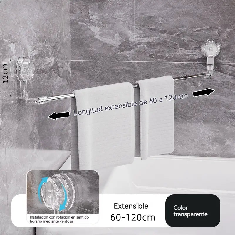 🚿✨ Suporte de toalha ajustável com ventosa: sem necessidade de furar, sem danos e com uma aderência confortável.