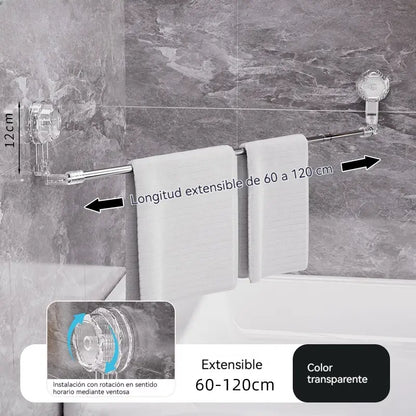 🚿✨ Suporte de toalha ajustável com ventosa: sem necessidade de furar, sem danos e com uma aderência confortável.