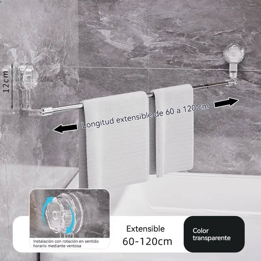 🚿✨ Suporte de toalha ajustável com ventosa: sem necessidade de furar, sem danos e com uma aderência confortável.