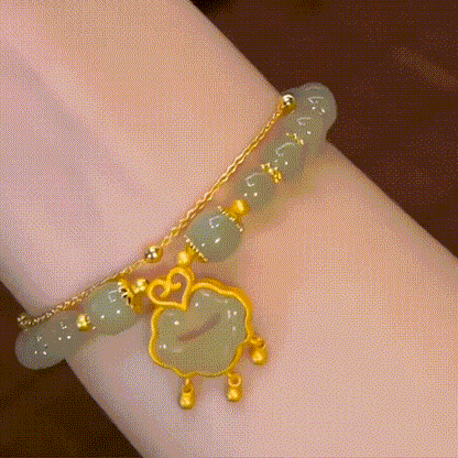 ✨Nova pulseira de jade Hetian dourada