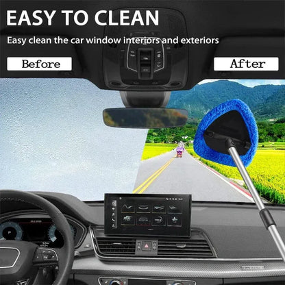 🎁【2 peças triangulares em plástico + 8 capas em tecido】Kit de limpeza de para-brisas para automóvel - extensível e giratório a 180°