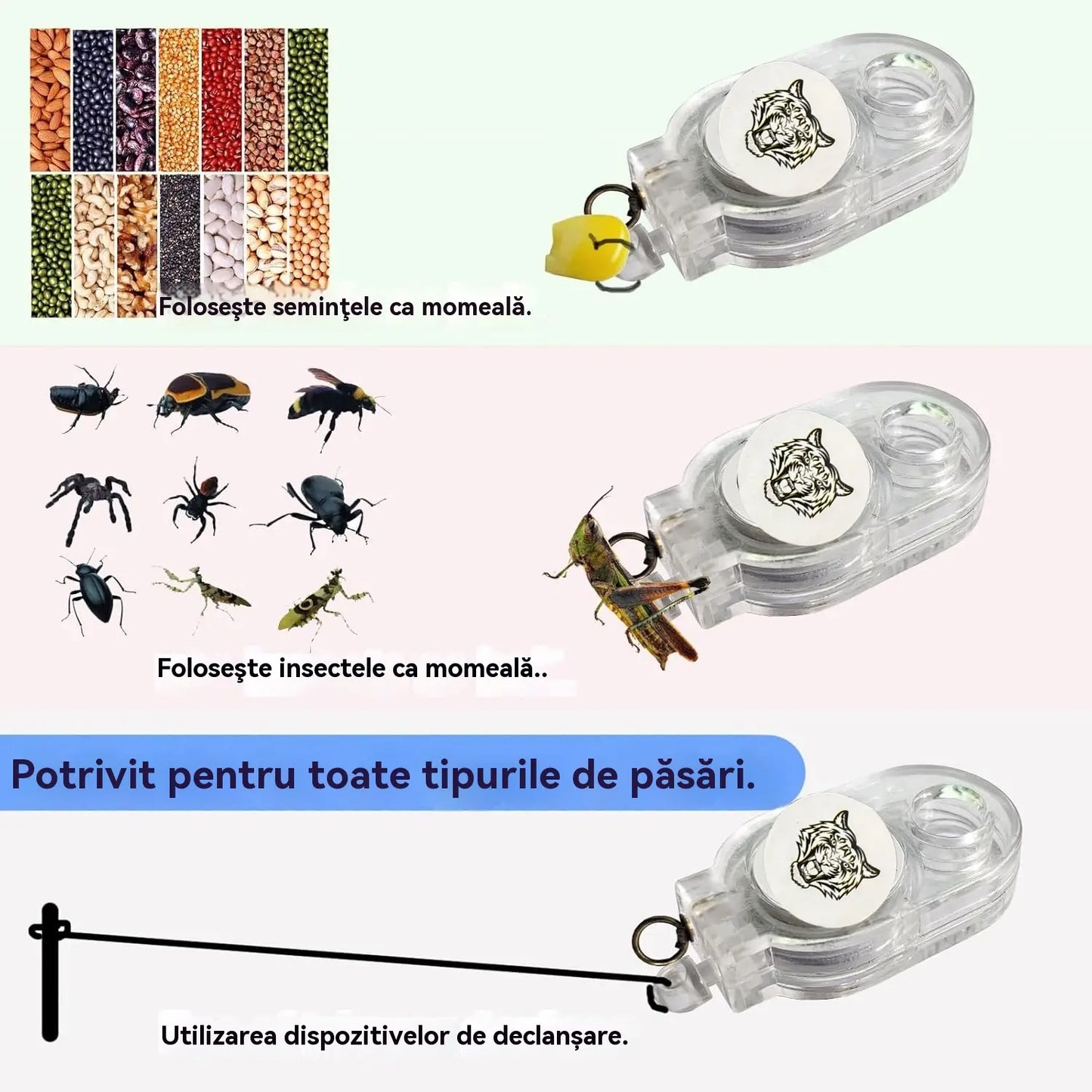 🐓🐦4/8 pezzi [1 set di 4 modelli diversi] Trappola a molla per esterni, trappola autobloccante ad alta sensibilità