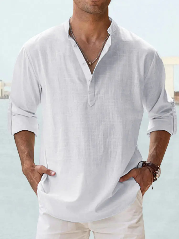 🔥【Acquista 1 e ricevi 1 gratis】【S-5XL】Camicia casual da uomo in cotone e lino a maniche lunghe