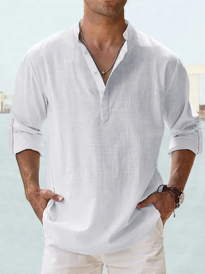 🔥【Acquista 1 e ricevi 1 gratis】【S-5XL】Camicia casual da uomo in cotone e lino a maniche lunghe