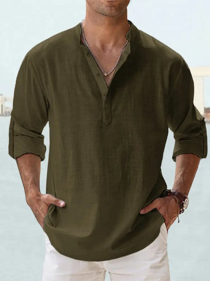 🔥【Acquista 1 e ricevi 1 gratis】【S-5XL】Camicia casual da uomo in cotone e lino a maniche lunghe
