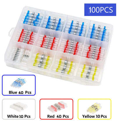 🔥🔥【100/200 pezzi】 Kit di connettori per cavi con manicotto di saldatura termoretraibile, guaina di riparazione per rottura cavi multifunzionale