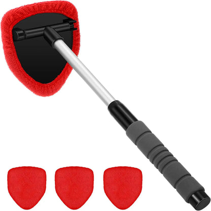 🎁【2 peças triangulares em plástico + 8 capas em tecido】Kit de limpeza de para-brisas para automóvel - extensível e giratório a 180°