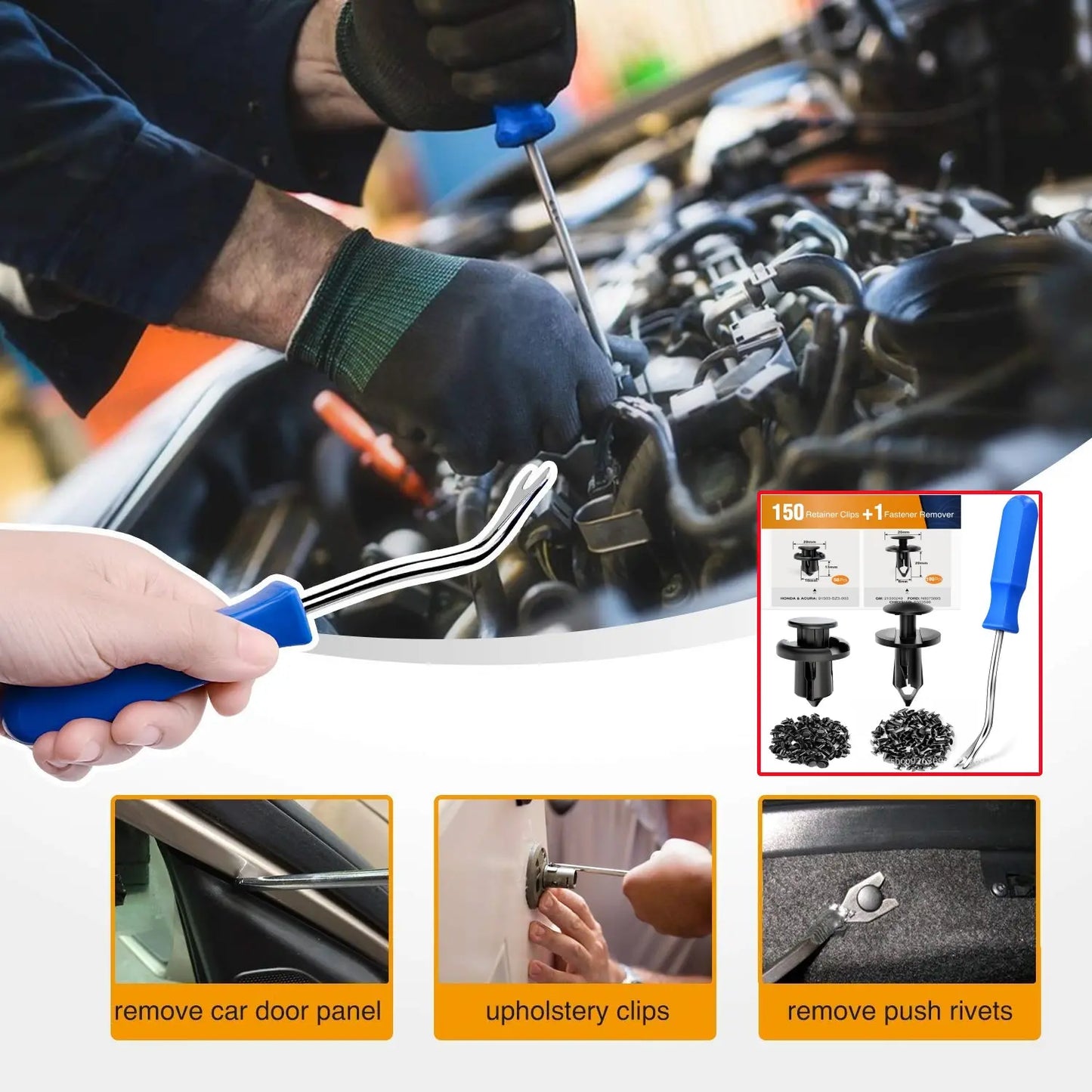 🔥🔥【Conjunto de 150 peças + Alicate】🧰🛠️ Conjunto de fivelas de plástico para parafusos de expansão automóvel