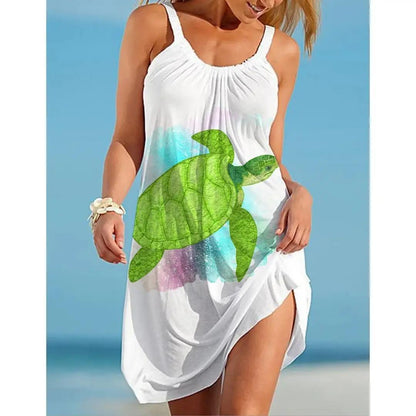 💟👗【S-5XL】Nové tlačené šaty na voľný čas bez ramienok 