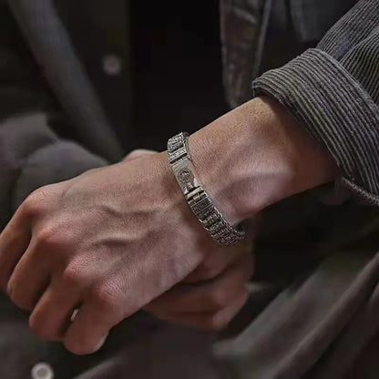 🔥Pulseira de homem prateada S925 com contas torcidas