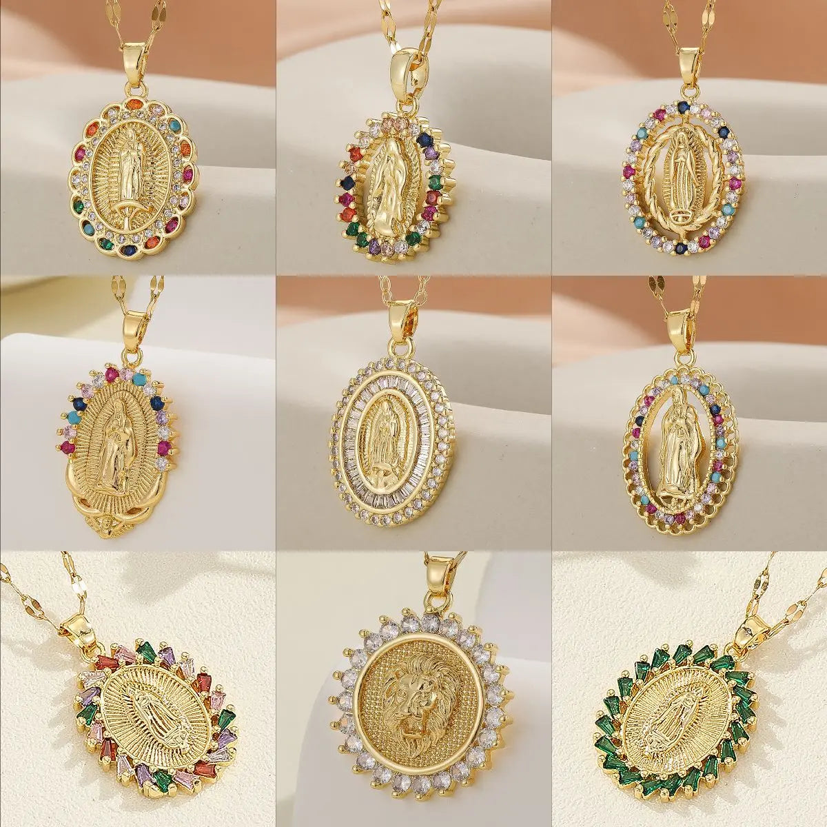 ⛪Colar com Pendente Virgem Maria em Ouro Puro
