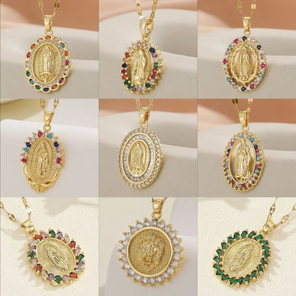 ⛪Colar com Pendente Virgem Maria em Ouro Puro