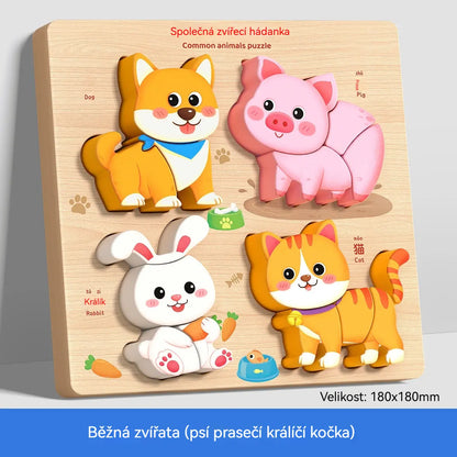 👧🏻🧩 Puzzle 3D em madeira Montessori para educação infantil