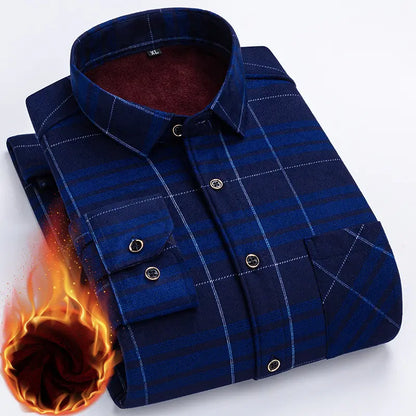 👔【Tamanhos L-5XL】A nova camisa térmica de veludo dupla face para homem para o outono e inverno é moderna e versátil.
